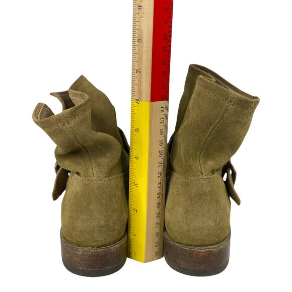 Frye Moto Biker Boot Green Veronica Slouchy Women’s 6 Engineer 70586 Suede NEW - Picture 6 of 8